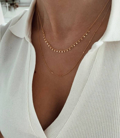 Collier fin double rang chaines  / Collier femme minimaliste