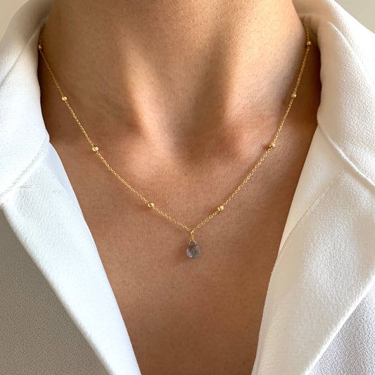 Fine labradorite stone pendant necklace