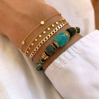 Bracelet femme acier inoxydable chaine fine ronds