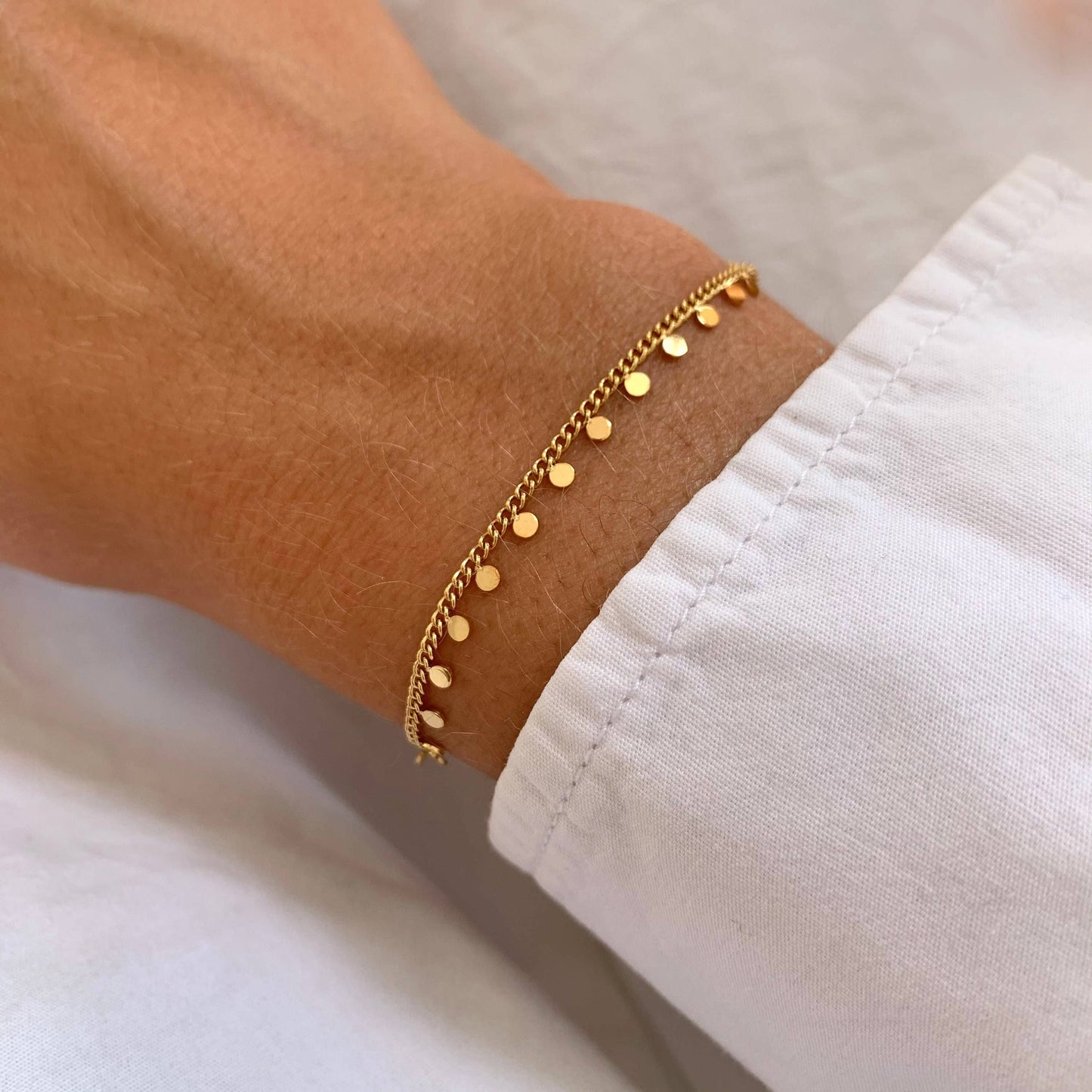 Bracelet femme acier inoxydable chaine fine ronds